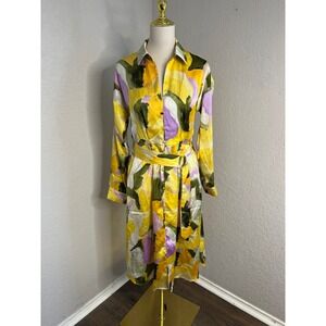 French Connection Women's Long Sleeve Shirt Dress Multicolor Medium